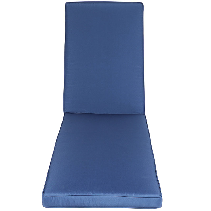 Navy Blue Patio Seat Mat - Weather , Protected, Fade Removable Covers, High Density Foam Filling Outdoor Chaise Cushion Blue, Fabric, To Sun And Fading, Washable Cover, Comfortable Sponge Inside