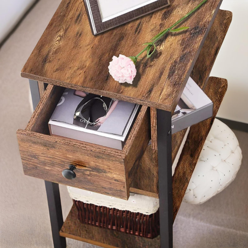 Biscette Nighstand With 2 Shelves and Drawer