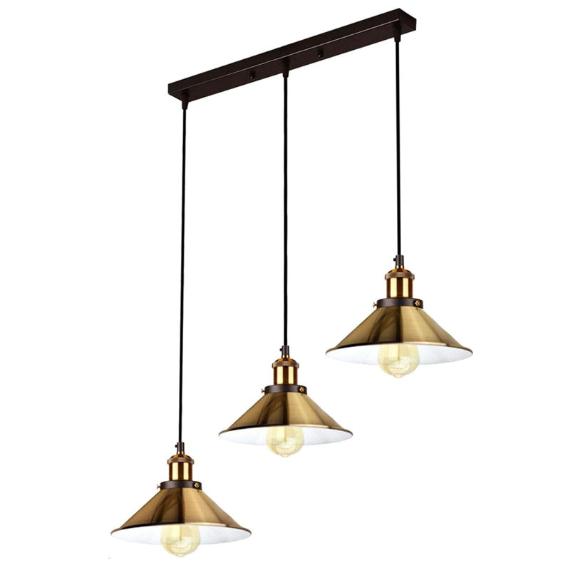 Modern Industrial Latshaw 3-Light Island Cone Ceiling Pendant – Adjustable Lighting for Kitchen & Dining Rooms by Mercury Row