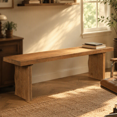 Indoor Pine Dining Bench, 62.9''L Solid Wood Seating, 350lbs Weight Capacity, Fits 3 People for Kitchen, Dining Room  Living Space