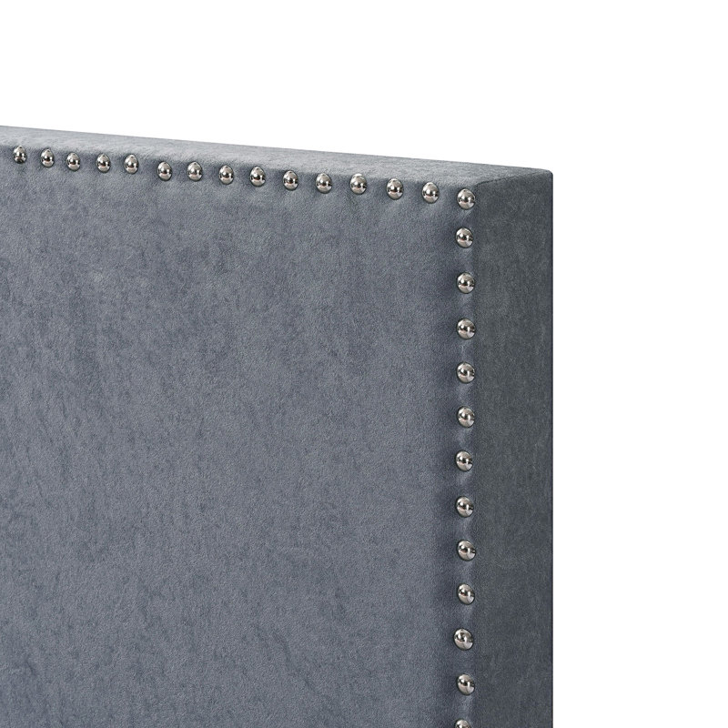 Lit plateforme tapissier, Double, Gris
