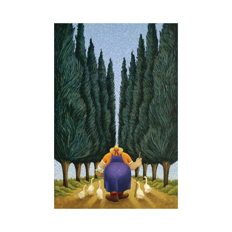 Cypress And Geese by Lowell Herrero - Wrapped Canvas Painting, 20.32 cm H x 30.48 cm W