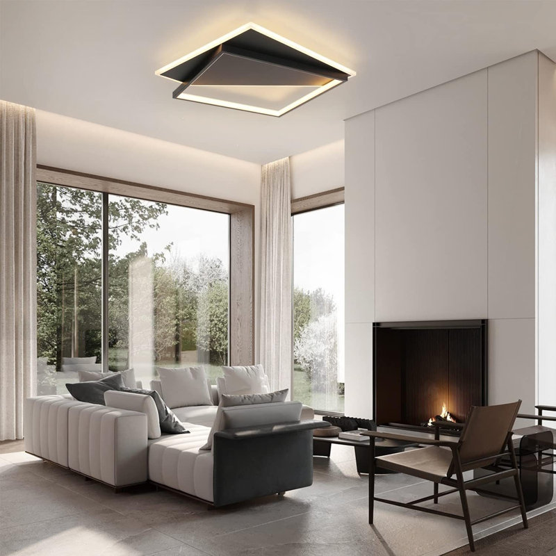 Black Offset Ladder Square Flush Mount