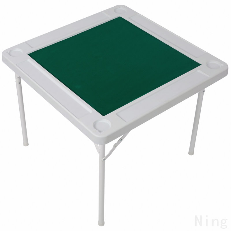 Table carrée pliante à cartes, table de Mahjong avec feutre vert, plateaux à copeaux et porte-gobelets, tables de domino portables pour 4 joueurs, tables de jeu de cartes pour le jeu de poker de mahjong