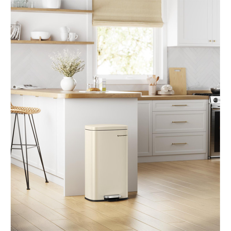 Steel Step On Kitchen Trash Can - 30L, Sand Beige
