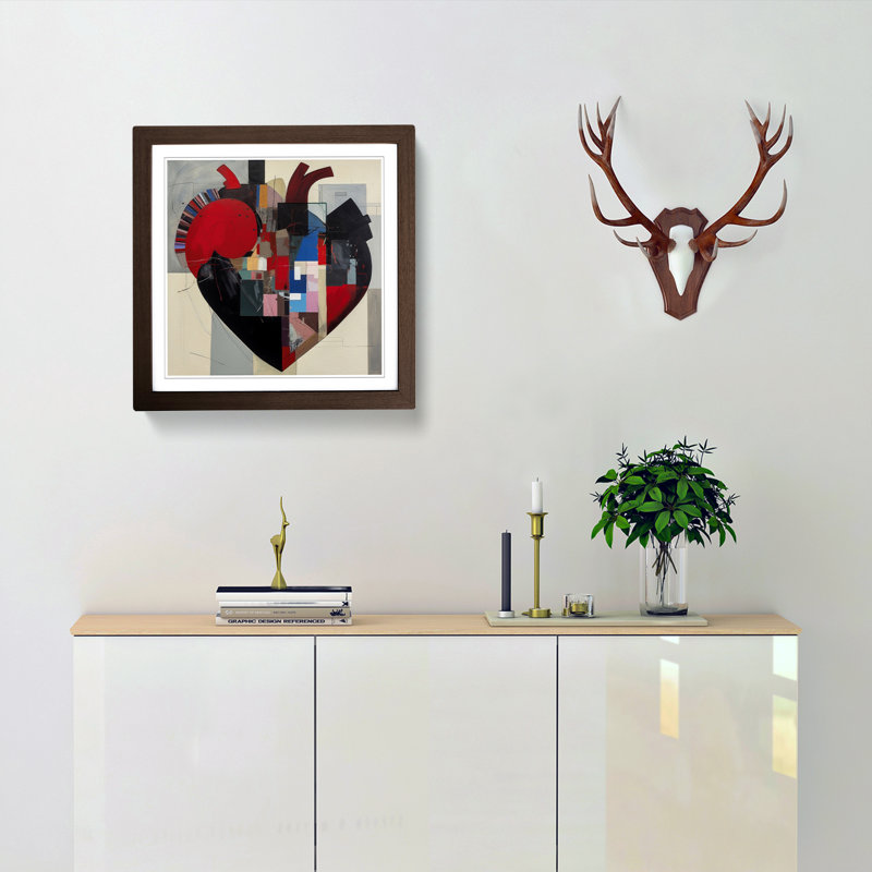 Anatomical Heart Suprematism - Framed Print, Walnut