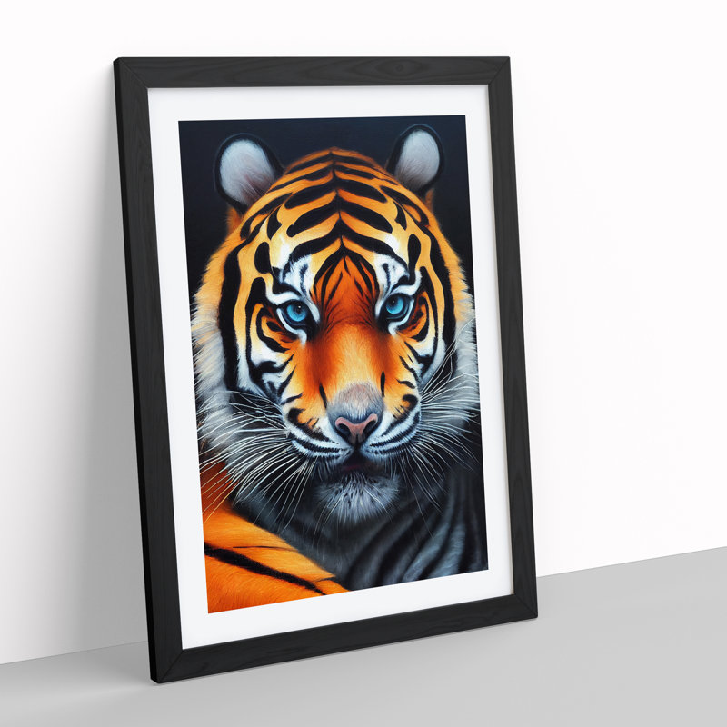 Fearless Tiger - Single Picture Frame Print, 64cm H x 46cm W x 2cm D, Black