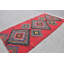 Grand tapis kilim turc tissé à la main en rouge vif avec motif géométrique pour une décoration bohémienne