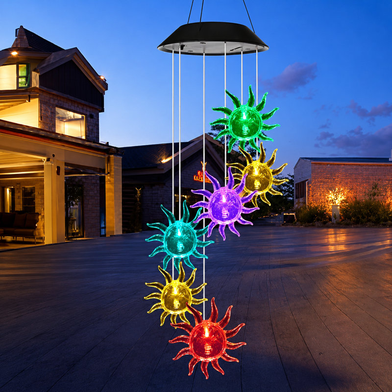 25'' Solar Powered Wind Chimes  Color Changing Outdoor Waterproof  Garden Decor Gift for Women