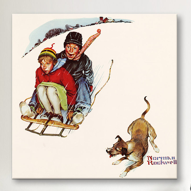 « descente audacieuse » par norman rockwell, reproduction d’art sur toile, H 12 po x l 12 po x P 1,5 po, Toile tendue