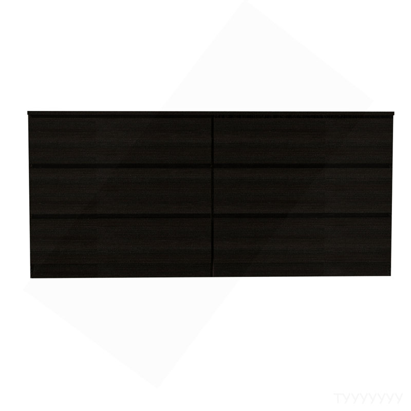 Commode double 6 tiroirs Tronx, chambre, noir, Noir