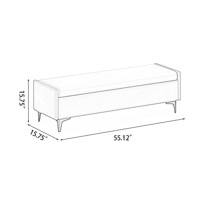 Upholstered Bench, Gray/Orange, 15.75" H x 55.12" W x 15.75" D