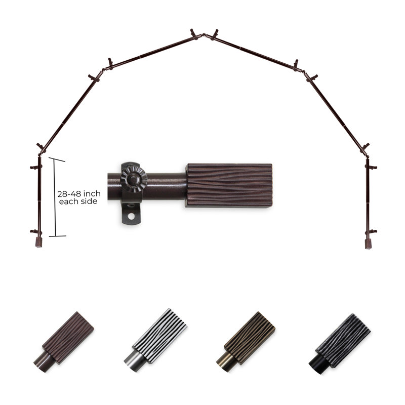 Tringle à rideaux simple ajustable avec baie vitrée de 0,81 po, Cacao, 28 po à 48 po (chaque côté)