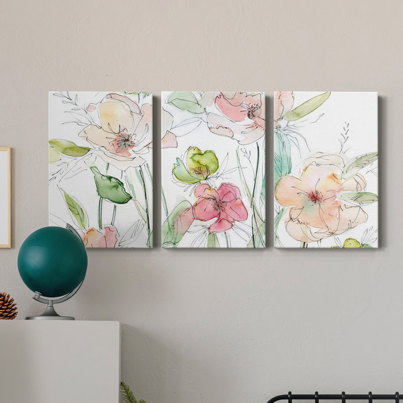 Garden Dance - Toile tendue avec châssis de qualité supérieure - Prêt à être accroché, H 12 po x l 24 po x P 1 po