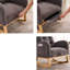  Chaise berçante de chambre de bébé avec repose-pieds rabattable, chaise berçante en tissu à haut dossier en peluche avec poche latérale, chaise longue d'appoint en bois d'hévéa, gris foncé-1359605042