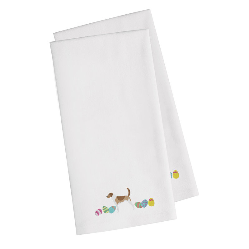 Cotton Embroidered Tea Towel Kitchen Towel, 28" H x 19" W x 0.1" D, White