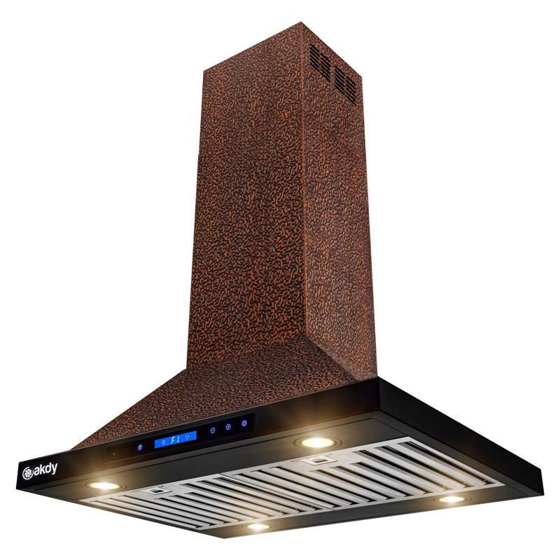 AKDY 30" Stainless Steel 343 CFM Convertible Island Range Hood with Baffle Filter