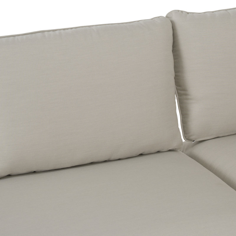 Tavira - Outdoor Off-white Fabric + Eucalyptus Sectional Sofa + Coffee Table Set