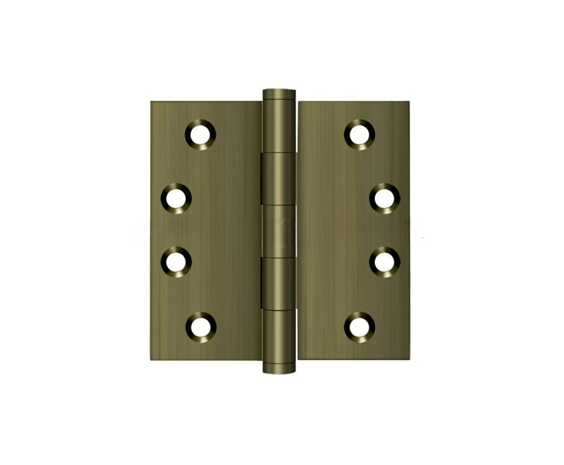 Deltana DSB45 4" x 4" Square Hinges in Antique Brass Pair, Antique Brass
