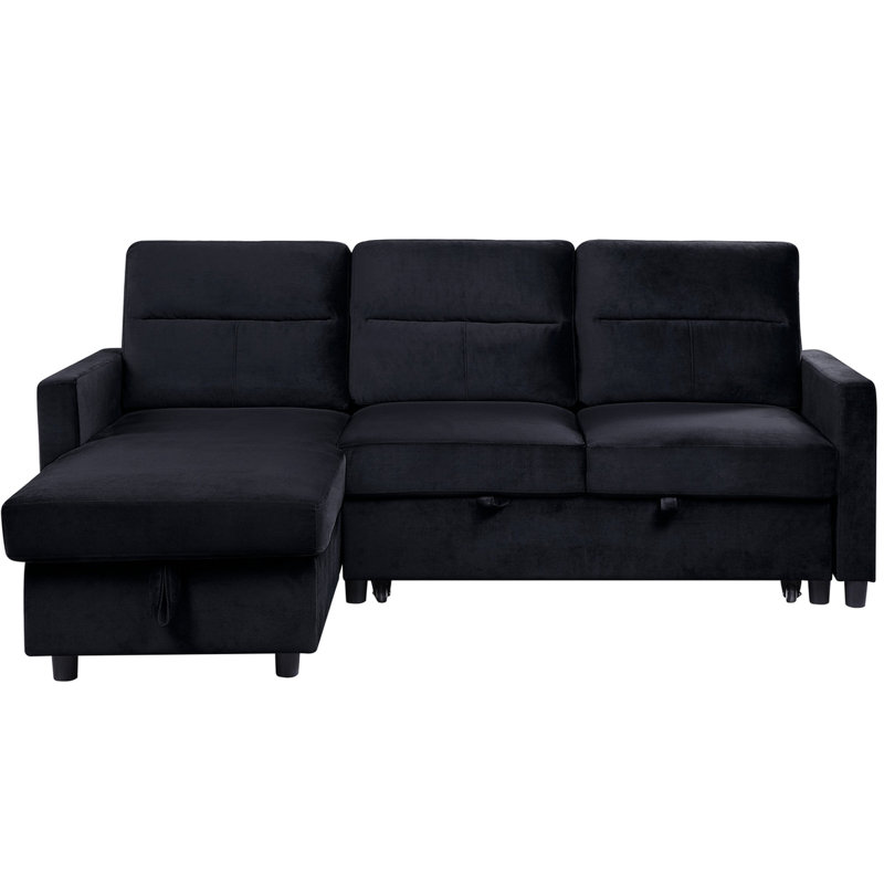 Canapé modulaire 81,5 po avec canapé-lit réversible, velours et méridienne avec rangement