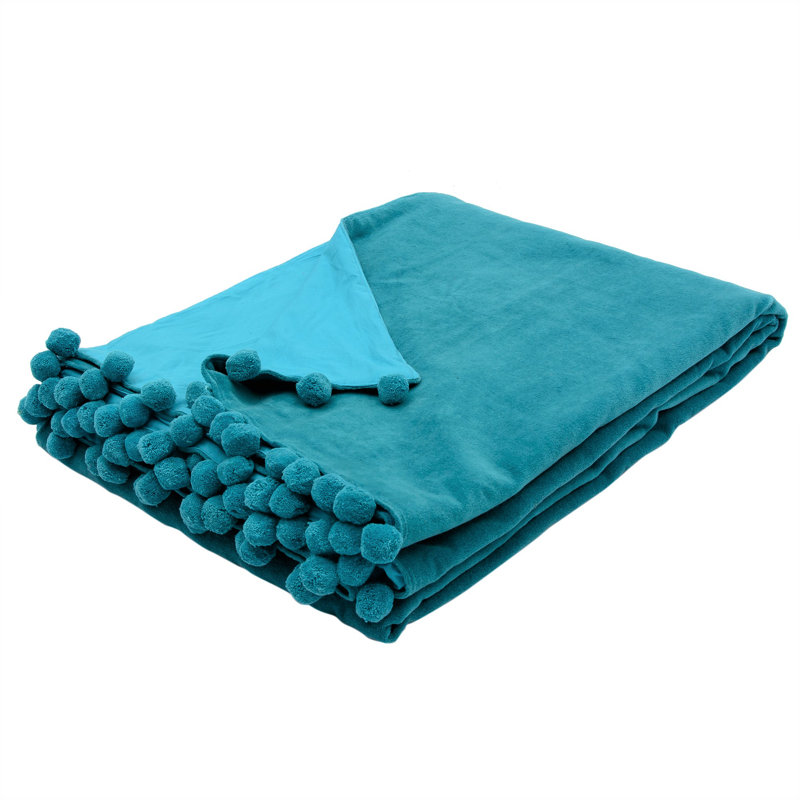 Reith Hand Woven Throw Blanket, Teal Blue