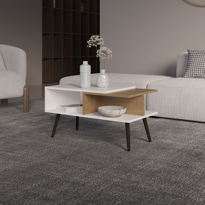 Table basse Vowinckel, salon, blanc / pin clair