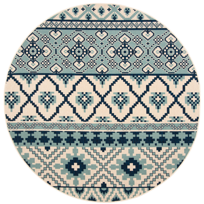 Tapis intérieur / extérieur Northpoint Veranda Southwestern, Rond 6 pi 7 po