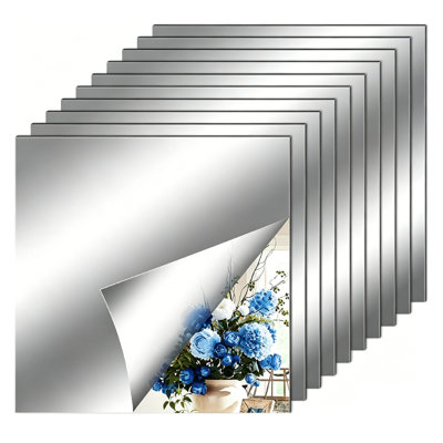Feuilles de miroir flexibles, 16 pièces, carreaux de miroir carrés, autocollants muraux, décalcomanie 3D, mosaïque, 14,8 x 14,8 cm