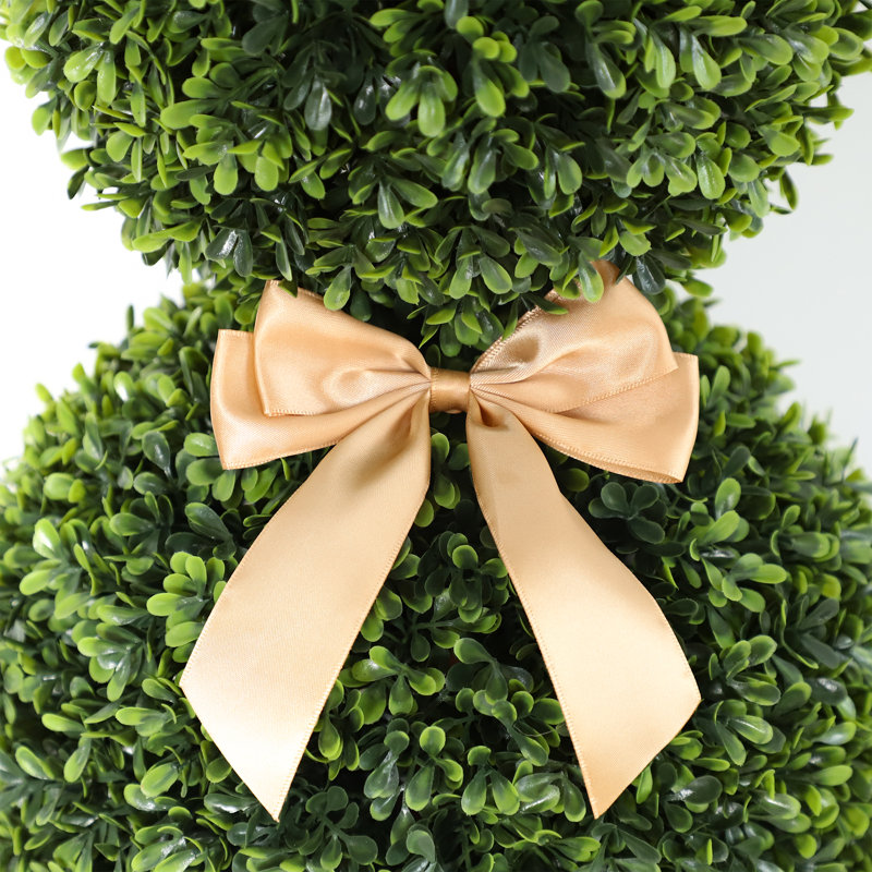 Arbre topiaire en forme de lapin 36 "avec arc doré (ensemble de 2)