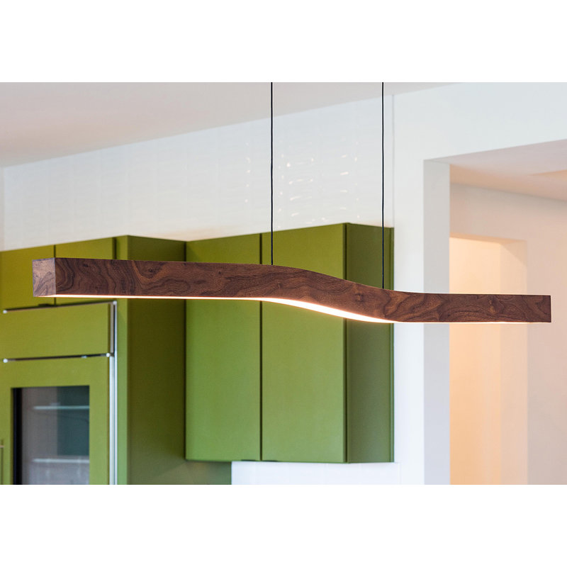Camur 1 - Light LED Pendant, Dark Stained Walnut