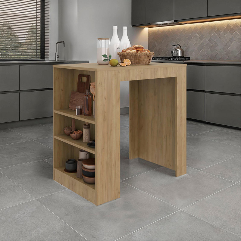 Îlot de cuisine et plateau de table à hauteur de comptoir avec tablette