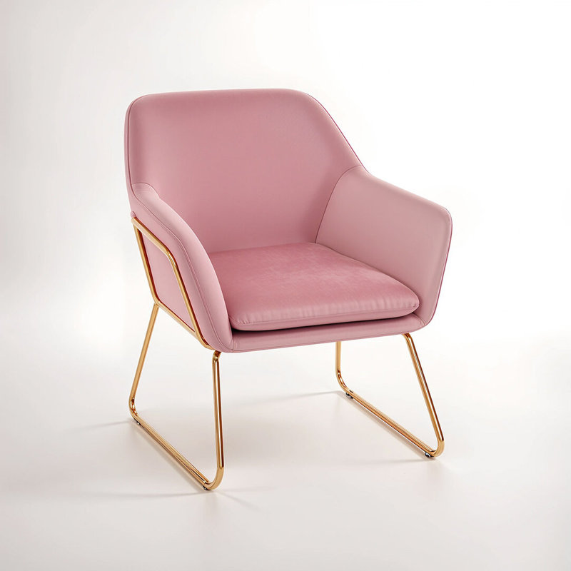 Velvet Club Chair, Red Velvet/Gold
