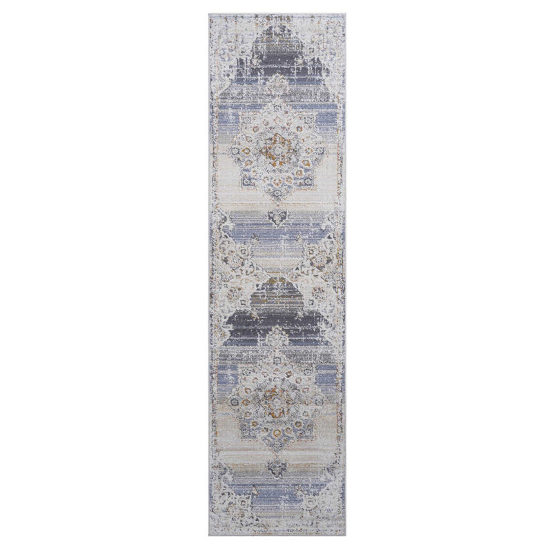 Cream/Gold/Inlaid Non-Shedding Guest Stain Resistant Area Rugs, Runner 2'2" x 8'
