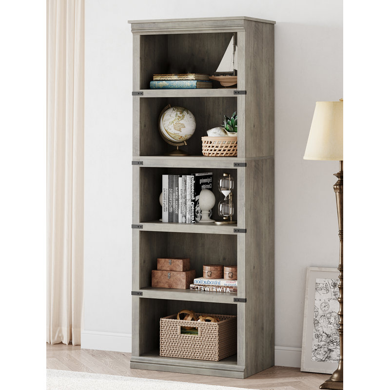 Bookcase, Grey, (5 Shelves) 171.2 cm H × 62.2 cm W × 32.3 cm D
