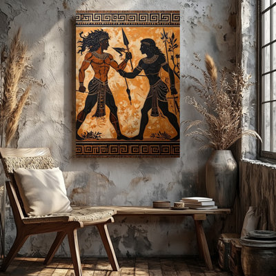 Wall Art Canvas Mythic Warriors Canvasancient Greek Black Figure Combat Art Ready To Hang Gallery Wrapped Home Decor Modern Design