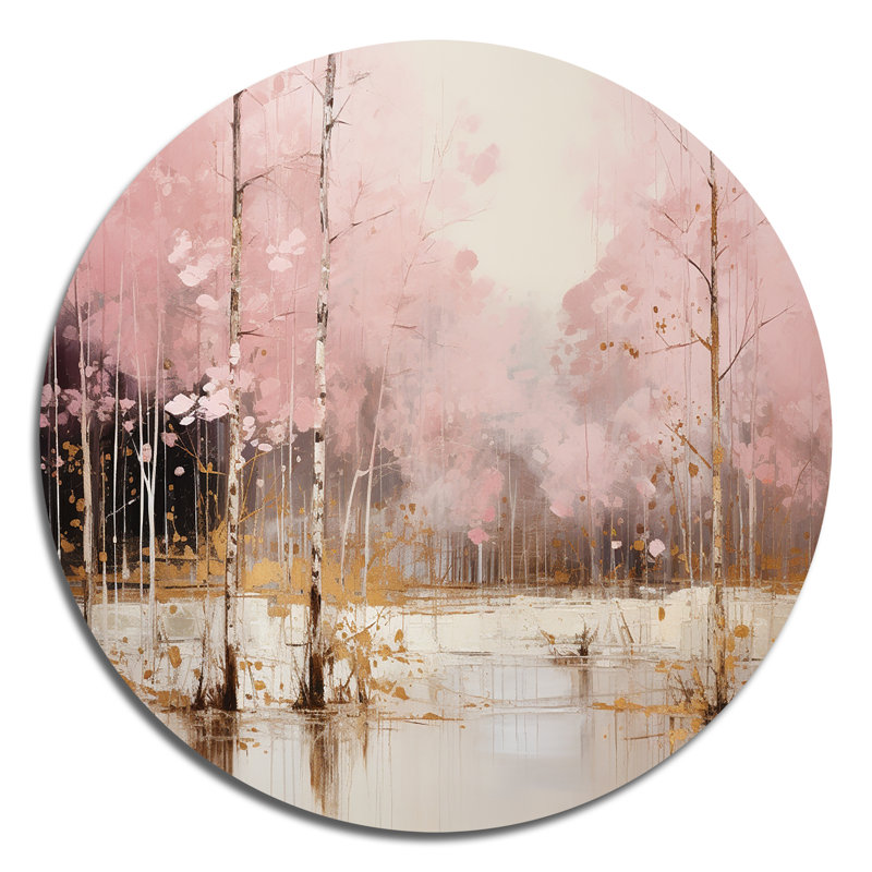 Delvalle - Paysages, art mural rond en métal, H 23 po x l 23 po