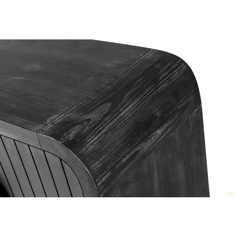 59'' Farmhouse Curved Vintage Storage  Sideboard With  Large Wooden Handles, Vertical Wood Grain Carving And Adjustable Shelves  For Kitchen,Dining Room