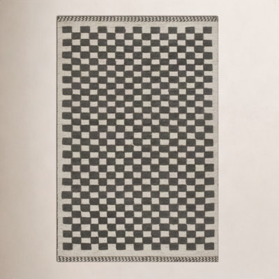 Azle Charcoal Beige Hand-Woven Wool Rug