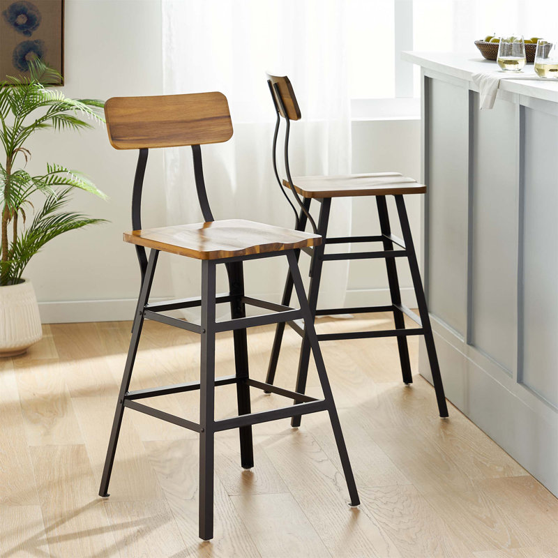 Tabouret de bar en bois massif Cem