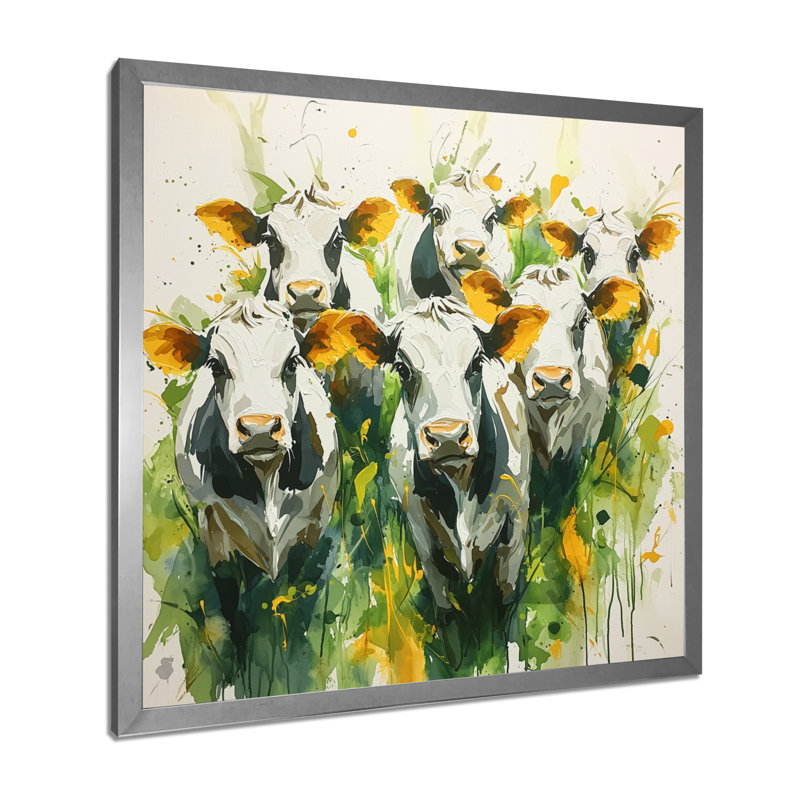 Abstrait vache II - Art mural, Reproduction encadrée d'une seule photo, Argent argent, H 16 po x l 16 po
