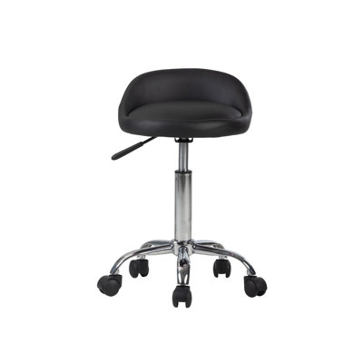 Shauna Swivel Vanity Stool Chair, Adjustable Height, Faux Leather, Comfy Foam Seat, 360 Degree Spin by Inbox Zero