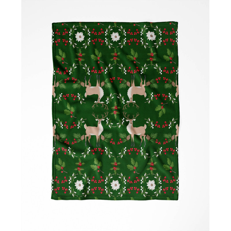 Jeté Botanical Deer, L 60 po x l 50 po, Vert