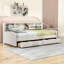  Lit de jour simple en velours Katia avec tiroirs et tablettes de rangement intégrés-2131118384