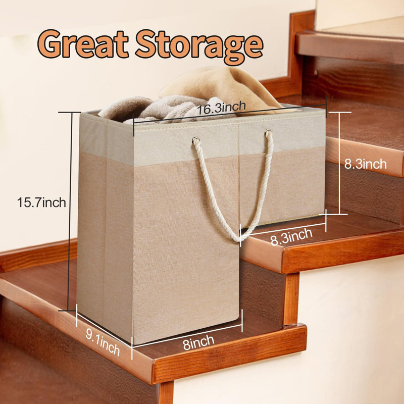 16" Step Storage Basket for Toys, Clothes, Books, Tools, Beige