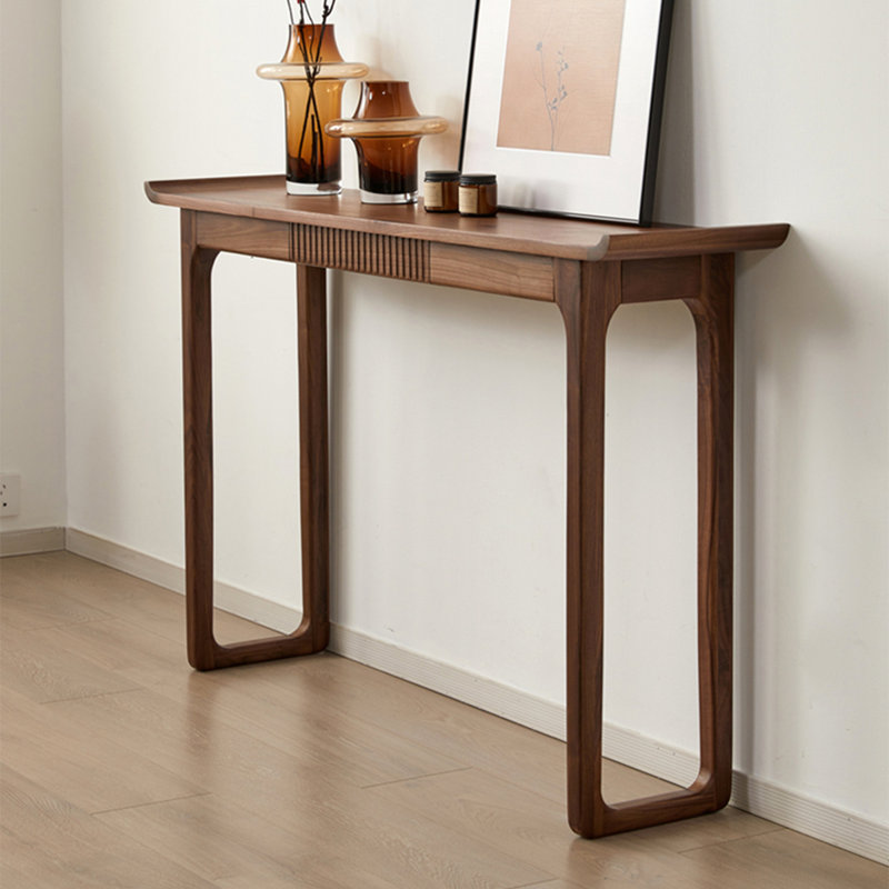 Black Walnut Color Solid Wood Rectangular Console Table, 33.46"H×43.31"L×12.6"W