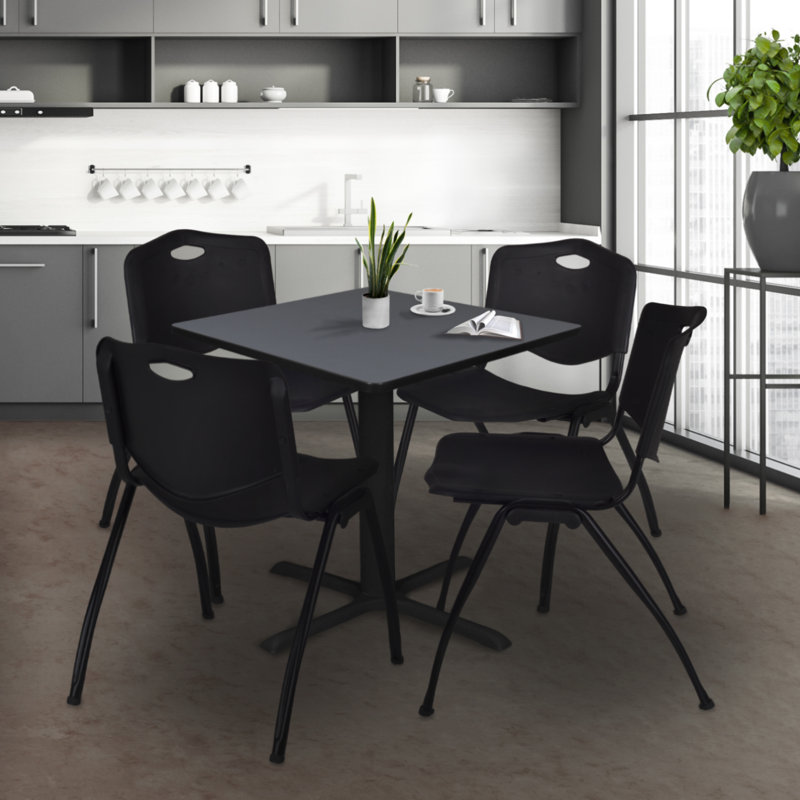 Table de salle à manger Neyland Cain, Noir, H 29 po x l 42 po x P 42 po, Gris