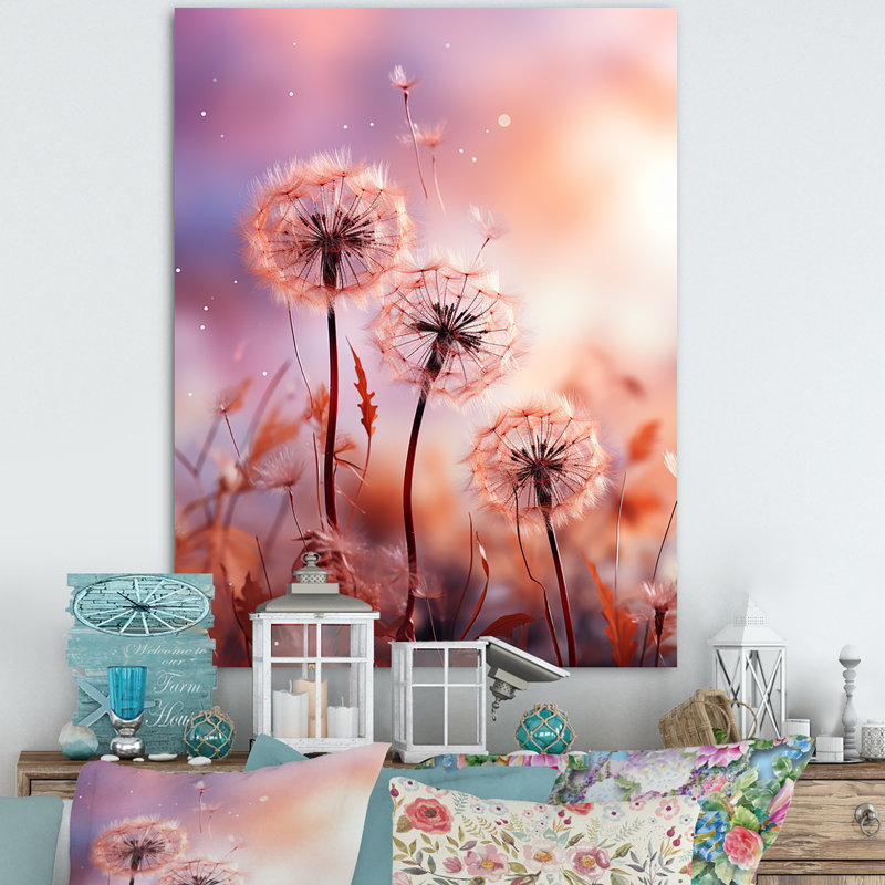 «Delicate Calm Dandelion Serenity VI - Autre plante et fleurs», art mural, Toile tendue, H 40 po x l 30 po