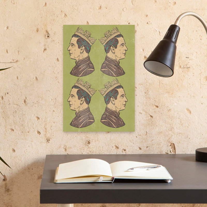 «Crowned King Profile», art mural abstrait rétro, H 18 po x l 12 po