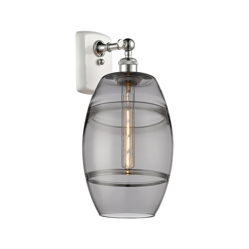 Bettylou Steel Armed Sconce, 10.88" H x 8" W x 8.13" D, White Polished Chrome, Light Smoke