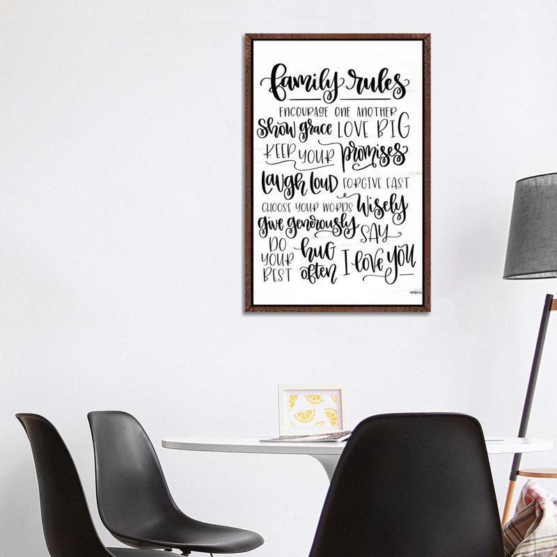 Family Rules by Imperfect Dust - Textual Art on Canvas, Brown Framed, 101.6cm H x 66.04cm W x 3.81cm D